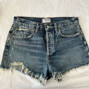 Agolde Distressed Blue Jean Shorts